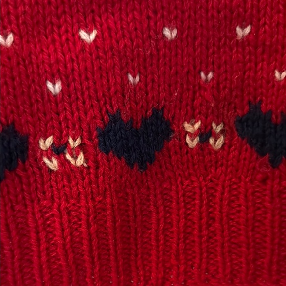 Festive Red, Wool Holiday Sweater with partridge in a pear tree design - Picture 4 of 6